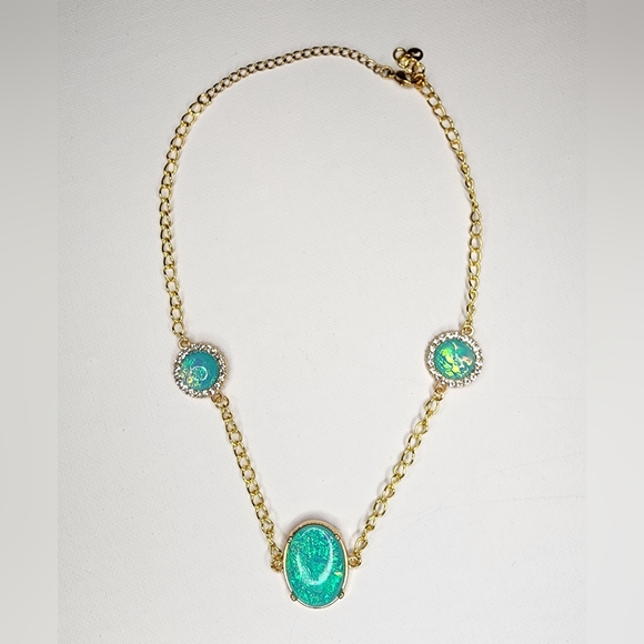 Handmade Jewelry - Enchanting Gold-Tone & Aqua Opalite Necklace
